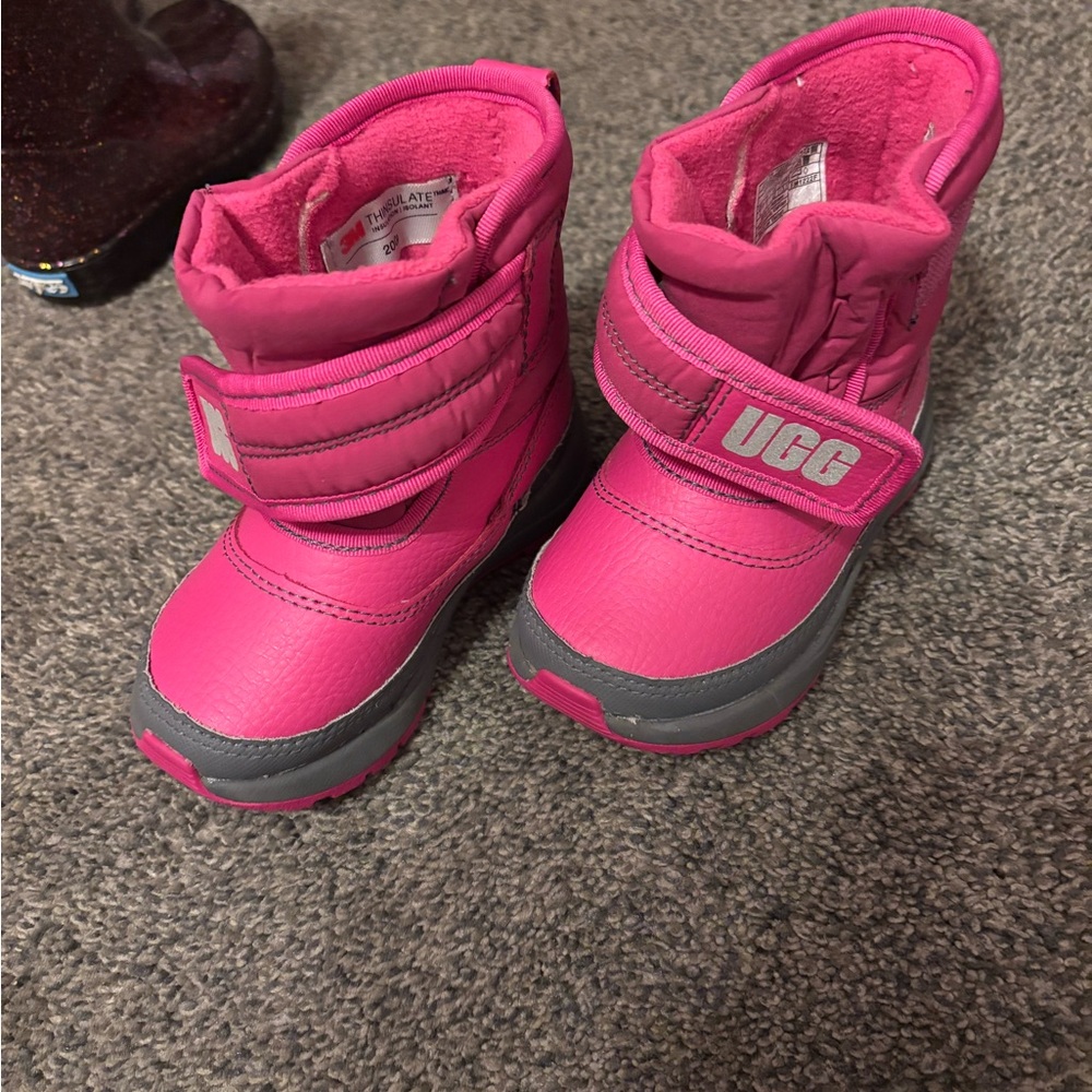 UGG Kids Fuchsia and Gray Snow Boots